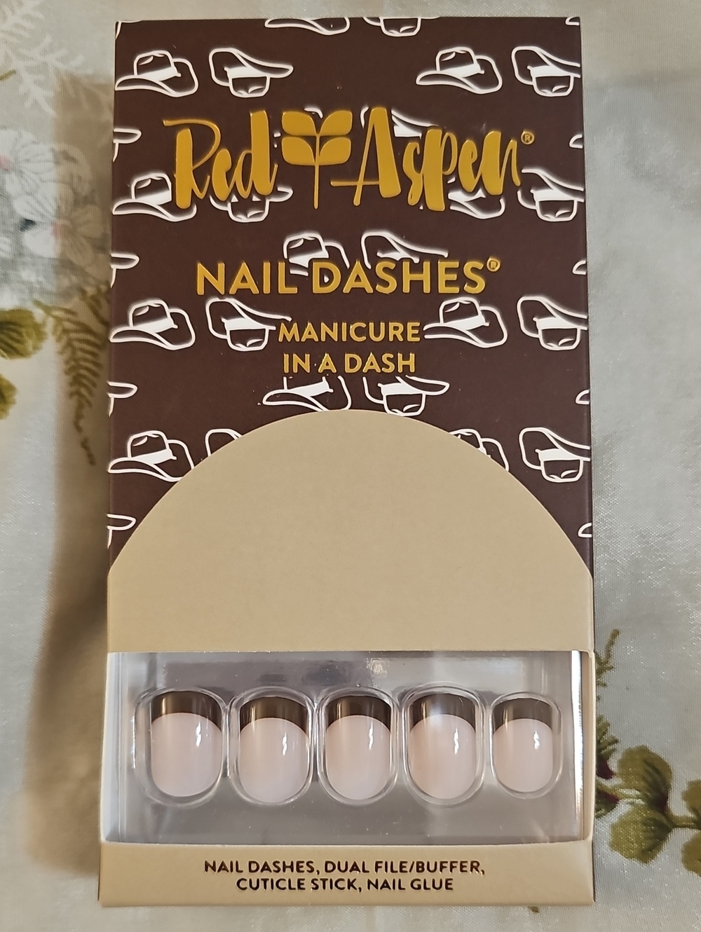 Red Aspen Nude French Tip (Brown Tip) Nail Dashes – 24 Pack